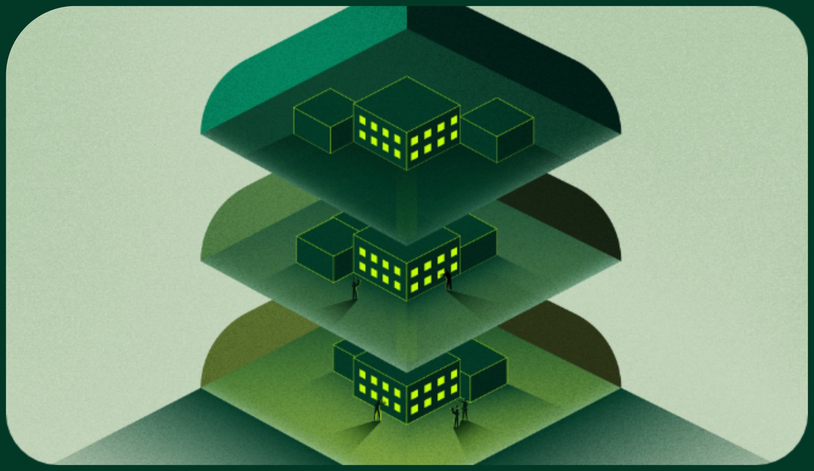 Illustration: layered platforms stacked as a system