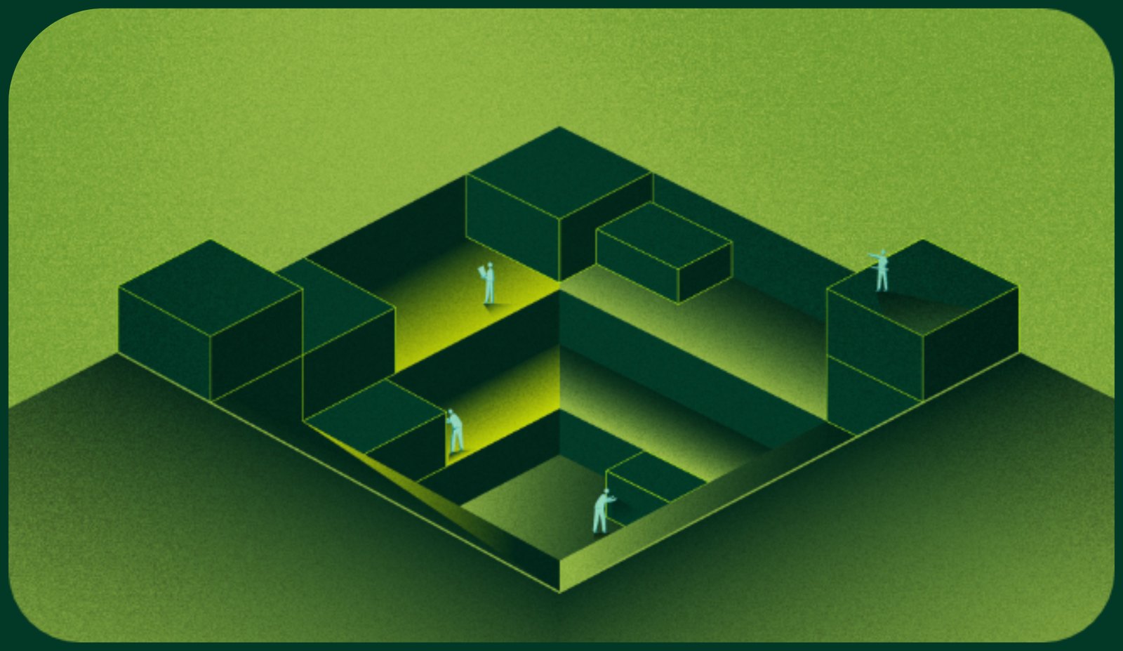 Illustration: people finding their way through a maze